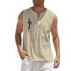 Chemise Homme Estampage à chaud Graphic Cactus Col en V Lacet Imprimer Sans Manches Plein Air Décontractée Vacances Standard Mélange de Coton Design Décontractée Mode / Eté miniinthebox