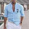 Chemise Homme Estampage à chaud Graphic Cocotier Col Bouton bas Imprimer Manches Longues Plein Air Décontractée Vacances Standard Mélange de Coton Décontractée Mode Designer miniinthebox