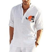 Chemise Homme Estampage à chaud Graphic Cocotier Col Bouton bas Imprimer Manches Longues Plein Air Décontractée Vacances Standard Polyester Décontractée Mode Designer miniinthebox