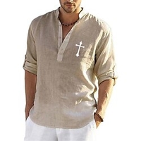 Chemise Homme Estampage à chaud Graphic Croix Col Bouton bas Imprimer Manches Longues Plein Air Décontractée Vacances Standard Polyester Design Décontractée Mode / Eté miniinthebox
