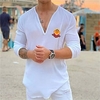 Chemise Homme Estampage à chaud Graphic Cœur Col en V Imprimer Manches Longues Plein Air Décontractée Vacances Standard Coton Décontractée Mode Designer miniinthebox