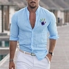 Chemise Homme Estampage à chaud Graphic Graffiti mains Col Bouton bas Imprimer Manches Longues Plein Air Décontractée Vacances Standard Mélange de Coton Décontractée Mode Designer miniinthebox