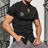 Chemise Homme Estampage à chaud Graphic Lettre Col Bouton bas Imprimer Manches Courtes Plein Air Décontractée du"idien Standard Mélange de Coton Décontractée Mode Respirable / Eté miniinthebox