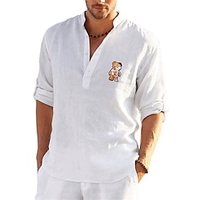 Chemise Homme Estampage à chaud Graphic Ourson en peluche Col Bouton bas Imprimer Manches Longues Plein Air Décontractée Vacances Standard Polyester Design Décontractée Mode / Eté miniinthebox
