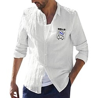 Chemise Homme Estampage à chaud Graphic Ourson en peluche Col rabattu Bouton bas Imprimer Manches Longues Plein Air Décontractée Vacances Standard Coton Design Décontractée Mode / Eté miniinthebox