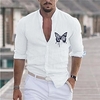 Chemise Homme Estampage à chaud Graphic Papillon Col Bouton bas Imprimer Manches Longues Plein Air Décontractée Vacances Standard Mélange de Coton Décontractée Mode Designer miniinthebox