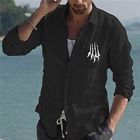 Chemise Homme Estampage à chaud Graphic Patte Col rabattu Bouton bas Imprimer Manches Longues Plein Air Décontractée Vacances Standard Coton Design Décontractée Mode / Eté miniinthebox