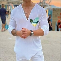 Chemise Homme Estampage à chaud Graphic Plage Col en V Imprimer Manches Longues Plein Air Décontractée Vacances Standard Coton Décontractée Mode Designer miniinthebox