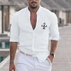 Chemise Homme Estampage à chaud Graphic Poker Col Bouton bas Imprimer Manches Longues Plein Air Décontractée Vacances Standard Mélange de Coton Design Décontractée Mode / Eté miniinthebox