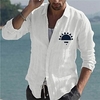 Chemise Homme Estampage à chaud Graphic Soleil Col rabattu Bouton bas Imprimer Manches Longues Plein Air Décontractée Vacances Standard Coton Design Décontractée Mode / Eté miniinthebox