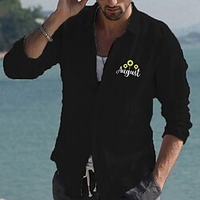 Chemise Homme Estampage à chaud Graphic Spot Multicouleur Col rabattu Bouton bas Imprimer Manches Longues Plein Air Décontractée Vacances Standard Coton Design Décontractée Mode / Eté miniinthebox