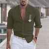 Chemise Homme Estampage à chaud Graphic Tribal Col Bouton bas Imprimer Manches Longues Plein Air Décontractée Vacances Standard Mélange de Coton Design Décontractée Mode / Eté miniinthebox