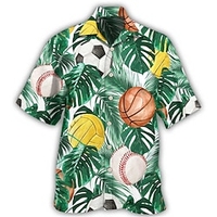 Chemise Homme Feuille de palmier Col rabattu 3D Bouton bas Manches Courtes Plein Air Décontractée du"idien Standard Mélange de Coton Décontractée Mode Confortable miniinthebox