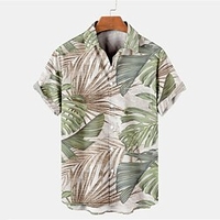 Chemise Homme Feuille de palmier Col rabattu Bouton bas Manches Courtes Plein Air Casual du"idien Standard Mélange de Coton Casual Mode Confortable miniinthebox