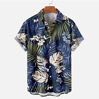 Chemise Homme Feuille de palmier Col rabattu Bouton bas Manches Courtes Plein Air Décontractée du"idien Standard Mélange de Coton Décontractée Mode Confortable miniinthebox