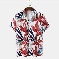 Chemise Homme Feuilles Col rabattu Bouton bas Manches Courtes Plein Air Décontractée du"idien Standard Mélange de Coton Décontractée Mode Confortable miniinthebox