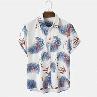 Chemise Homme Feuilles Col rabattu Bouton bas Manches Courtes Plein Air Décontractée du"idien Standard Mélange de Coton Décontractée Mode Confortable miniinthebox