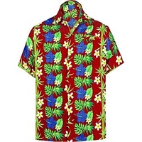 Chemise Homme Floral Col rabattu Bouton bas Manches Courtes Plein Air Décontractée du"idien Standard Mélange de Coton Décontractée Mode Confortable miniinthebox