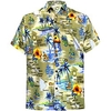 Chemise Homme Floral Col rabattu Bouton bas Manches Courtes Plein Air Décontractée du"idien Standard Mélange de Coton Décontractée Mode Confortable miniinthebox