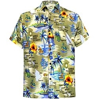 Chemise Homme Floral Col rabattu Bouton bas Manches Courtes Plein Air Décontractée du"idien Standard Mélange de Coton Décontractée Mode Confortable miniinthebox