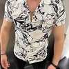 Chemise Homme Floral Col rabattu Bouton bas Manches Courtes Plein Air Décontractée du"idien Standard Mélange de Coton Décontractée Mode Confortable miniinthebox