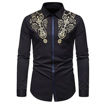 Chemise Homme Floral Col rabattu Bouton bas Manches Longues Plein Air Décontractée du"idien Standard Mélange de Coton Décontractée Mode Confortable miniinthebox