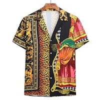 Chemise Homme Géométrique Léopard Col Classique Imprimer Vacances Plage Standard Polyester Tropique Plage / Eté / Eté miniinthebox