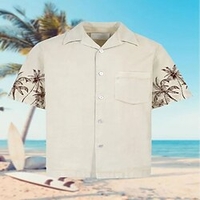 Chemise Homme Graphic Cocotier Col rabattu Bouton bas Manches Courtes Plein Air Décontractée du"idien Standard 100% Coton Décontractée Mode Respirable miniinthebox