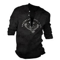 Chemise Homme Imprimé Aigle Lettre Animal Col en V Bouton bas Imprimer Manches Longues Plein Air Décontractée Vacances Standard Polyester Décontractée Rétro Vintage Designer miniinthebox