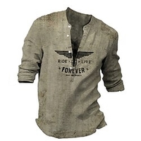 Chemise Homme Imprimé Aigle Lettre Animal Col en V Bouton bas Imprimer Manches Longues Plein Air Décontractée Vacances Standard Polyester Décontractée Rétro Vintage Designer miniinthebox