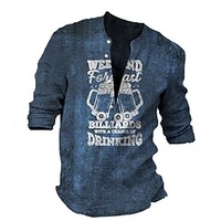 Chemise Homme Imprimé Bière Lettre Col en V Bouton bas Imprimer Manches Longues Plein Air Décontractée Vacances Standard Polyester Décontractée Rétro Vintage Designer miniinthebox