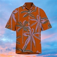Chemise Homme Imprimé Cocotier Col rabattu Bouton bas Imprimer Manches Courtes Plein Air Décontractée Vacances Standard Polyester Décontractée Mode Designer miniinthebox