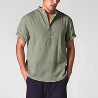 chemise homme imprimé couleur unie col rond rue décontracté boutonné imprimé demi manches hauts créateur de mode décontracté respirant vert gris kaki miniinthebox