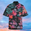 Chemise Homme Imprimé Feuilles Col rabattu Bouton bas Imprimer Manches Courtes Plein Air Décontractée Vacances Standard Polyester Décontractée Mode Designer miniinthebox