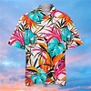 Chemise Homme Imprimé Feuilles Col rabattu Bouton bas Imprimer Manches Courtes Plein Air Décontractée Vacances Standard Polyester Décontractée Mode Designer miniinthebox