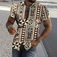 Chemise Homme Imprimé Floral Bloc de couleur Col rabattu Bouton bas Imprimer Manches Courtes Plein Air Décontractée Vacances Standard Polyester Design Décontractée Mode / Eté / Printemps / Eté miniinthebox