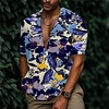Chemise Homme Imprimé Floral Col rabattu Bouton bas Imprimer Manches Courtes Plein Air Décontractée Vacances Standard Aspect lin (polyester) Décontractée Mode Designer miniinthebox