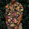 Chemise Homme Imprimé Floral Col rabattu Bouton bas Imprimer Manches Courtes Plein Air Décontractée Vacances Standard Aspect lin (polyester) Décontractée Mode Designer miniinthebox