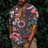 Chemise Homme Imprimé Floral Col rabattu Bouton bas Imprimer Manches Courtes Plein Air Décontractée Vacances Standard Aspect lin (polyester) Décontractée Mode Designer miniinthebox
