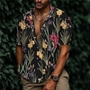 Chemise Homme Imprimé Floral Col rabattu Bouton bas Imprimer Manches Courtes Plein Air Décontractée Vacances Standard Aspect lin (polyester) Décontractée Mode Designer miniinthebox