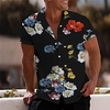 Chemise Homme Imprimé Floral Col rabattu Bouton bas Imprimer Manches Courtes Plein Air Décontractée Vacances Standard Aspect lin (polyester) Décontractée Mode Designer miniinthebox