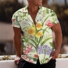 Chemise Homme Imprimé Floral Col rabattu Bouton bas Imprimer Manches Courtes Plein Air Décontractée Vacances Standard Aspect lin (polyester) Décontractée Mode Designer miniinthebox