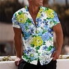 Chemise Homme Imprimé Floral Col rabattu Bouton bas Imprimer Manches Courtes Plein Air Décontractée Vacances Standard Aspect lin (polyester) Décontractée Mode Designer miniinthebox