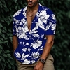 Chemise Homme Imprimé Floral Col rabattu Bouton bas Imprimer Manches Courtes Plein Air Décontractée Vacances Standard Aspect lin (polyester) Design Décontractée Mode / Eté / Printemps / Eté miniinthebox