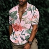 Chemise Homme Imprimé Floral Col rabattu Bouton bas Imprimer Manches Courtes Plein Air Décontractée Vacances Standard Aspect lin (polyester) Design Décontractée Mode / Eté / Printemps / Eté miniinthebox