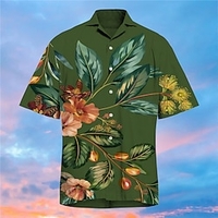 Chemise Homme Imprimé Floral Col rabattu Bouton bas Imprimer Manches Courtes Plein Air Décontractée Vacances Standard Polyester Décontractée Mode Designer miniinthebox
