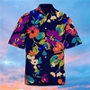 Chemise Homme Imprimé Floral Col rabattu Bouton bas Imprimer Manches Courtes Plein Air Décontractée Vacances Standard Polyester Décontractée Mode Designer miniinthebox