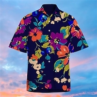 Chemise Homme Imprimé Floral Col rabattu Bouton bas Imprimer Manches Courtes Plein Air Décontractée Vacances Standard Polyester Décontractée Mode Designer miniinthebox