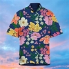 Chemise Homme Imprimé Floral Col rabattu Bouton bas Imprimer Manches Courtes Plein Air Décontractée Vacances Standard Polyester Décontractée Mode Designer miniinthebox