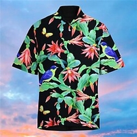 Chemise Homme Imprimé Floral Col rabattu Bouton bas Imprimer Manches Courtes Plein Air Décontractée Vacances Standard Polyester Décontractée Mode Designer miniinthebox